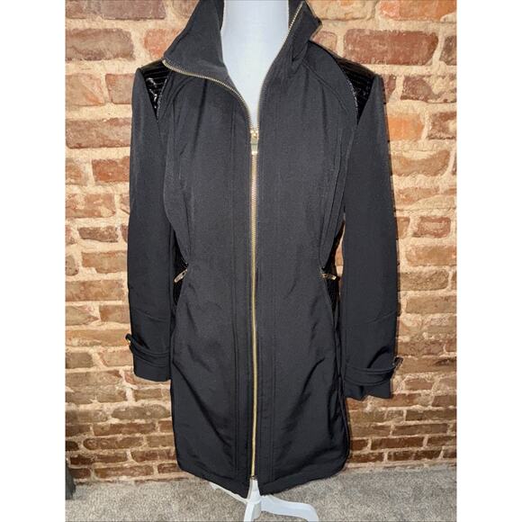 Via Spiga Women's Size M Soft Shell Fleece Lined Long Sleeve Blk Coat Full Zip - Picture 1 of 13